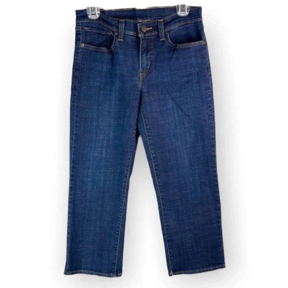 LEVIS Pedal Pusher Jeans Blue Medium Wash Red Tab Midrise Size 27 - Picture 2 of 11